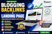design blogging website backlinks and landing page