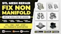 fix non manifold stl mesh repair split and hollow 3d model for printing