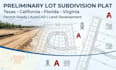 design tx, ca, fl VA preliminary lot subdivision plat plans