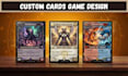 design custom card game, tabletop, board game, trading card, game mechanics