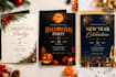 design christmas, halloween and new year party invitations