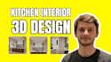 design 3d kitchen, modern kitchen interior and 3d rendering using 2020 software
