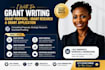 do grant writing, grant proposal, grant research, and grant application