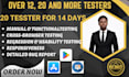 do google play console closed testing 12 to 20 testers or mobile app testers