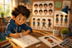 design children book characters with expression and pose sheet