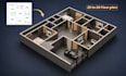 create 3d floor plan, 2d to 3d floor plan rendering