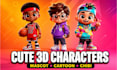 create cute 3d characters, mascot, cartoon, animals, modeling and chibi