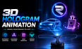create custom futuristic 3d hologram fan videos and holographic 3d animations