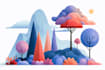 draw a flat vector landscape illustration
