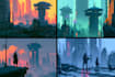 do cyberpunk futuristic city art