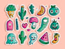 draw cute kawaii doodles, stickers illustrations