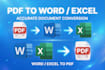 convert PDF to word, excel, or word to PDF