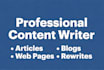writer for articles, pages, rewrites