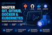 teach git, github, docker and kubernetes from beginner to job ready