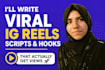 write viral instagram reels scripts, hooks and captions