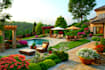 design landscape, terrace, backyard, pool, and patio