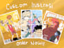 create custom cartoon illustrations for posters and card