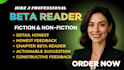 beta read, novel critique, alpha reader, fiction beta read, reader report