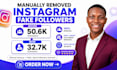 manually unfollow, remove fake followers, bots delete posts on all social media