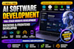 do ai software development, full stack website backend, front end developer