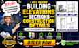 prepare building elevations, sections, detail drawings, wall and construction
