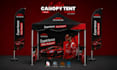 design canopy tent, feather flag and backdrop banner