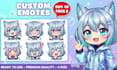 design anime twitch emotes, chibi vtuber emotes and pro vtuber badges
