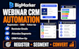 setup bigmarker webinar registration CRM and email automation