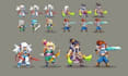 create pixel art character, 2d sprite sheet, game sprite and pixel animation