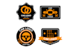 make steering wheel, tire, and automobile modification logo