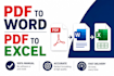 do PDF to word or excel conversion manually