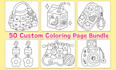 create a custom 50 bold and easy coloring page bundle