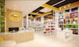 design 3d supermarket interior, grocery store, 3d retail store, cafe, rendering