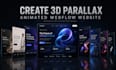 create 3d parallax animated webflow website, interactive 3d landng page design