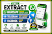 extract whatsapp group contacts, telegram group contact, facebook group data