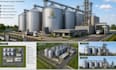 design a professional grain silo complex with 3d rendering