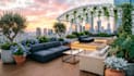 design modern rooftop garden, courtyard garden, terrace landscape and 3d render