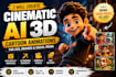 create pixar style 3d cartoon animations