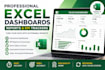 create excel dashboards, reports, and KPI trackers