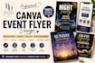 design canva event flyer, party flyer and editable flyer template