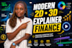 create modern 3d animation, 2d animation, explainer video, finance animation