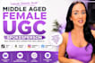 middle aged female ugc spokesperson content creator for ads