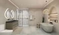 design modern bathroom interior in 3d with photorealistic rendering
