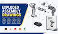 create exploded assembly drawings, product manual, technical illustration