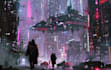 do cyberpunk futuristic city art