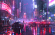 create a cyberpunk futuristic city illustration