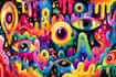 draw colorful psychedelic and trippy style illustration