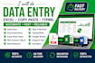 do accurate data entry,excel,copy paste, PDF to excel or word