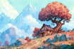 illustrate a watercolor landscape illustration