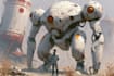 custom futuristic mecha robot character illustration art